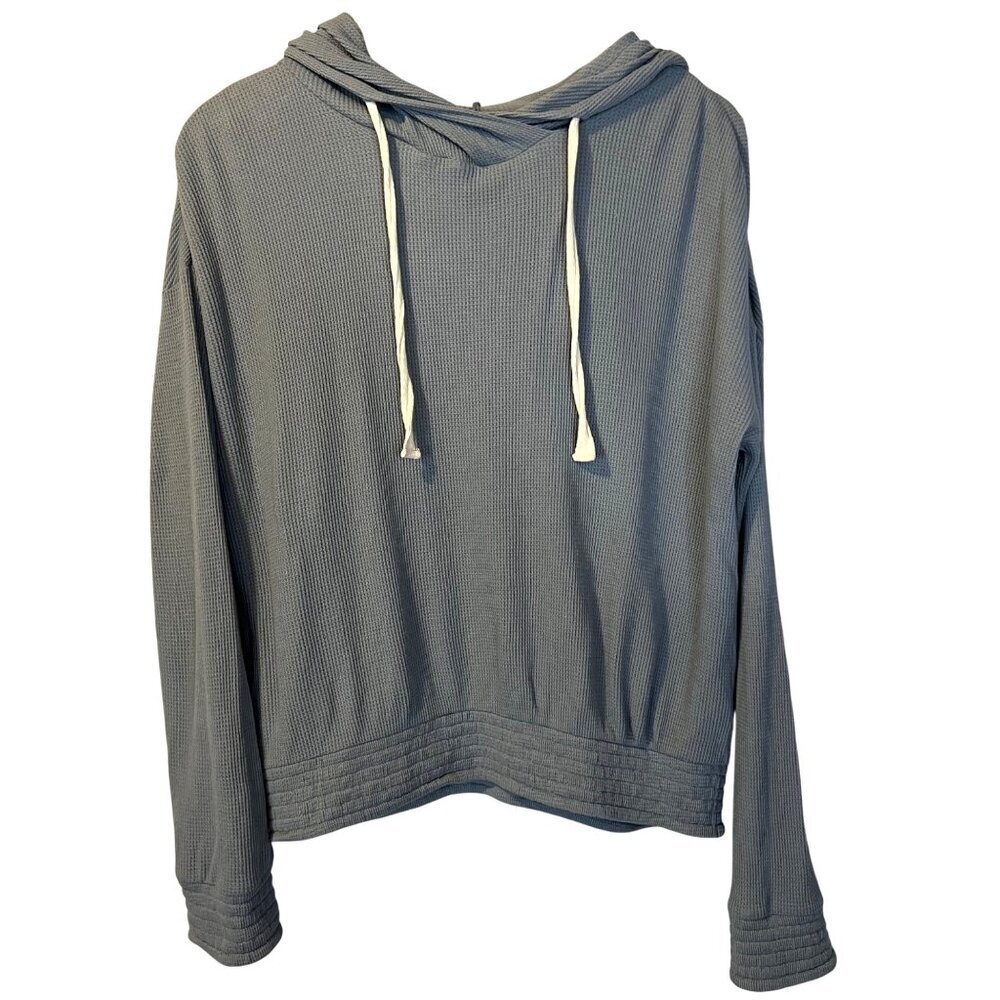 Pact Organic Cotton Waffle Knit Light Blue Gray Hoodie S Outdoor Minimalist